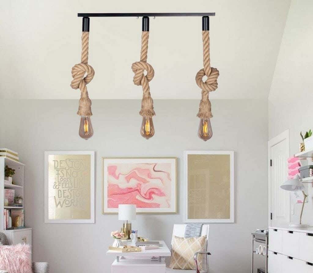 Chandelier, 3 Bulbs, 80×50 cm - Beige