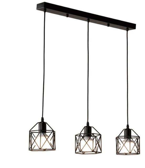 Modern Triple Chandelier, 80x50x20 cm - Black