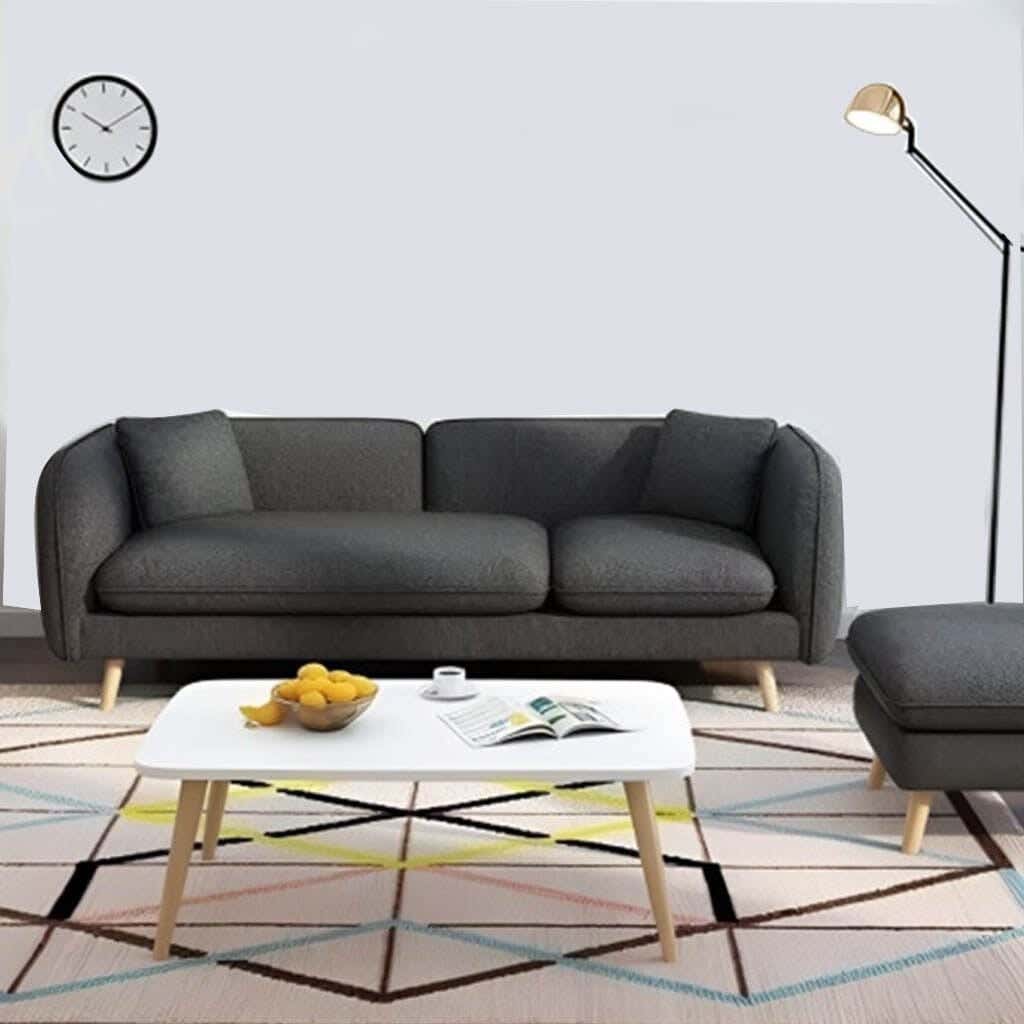 Three-Seat Sofa, Beech Wood, Velvet Fabric, 75 × 200 × 80 Cm - Grey