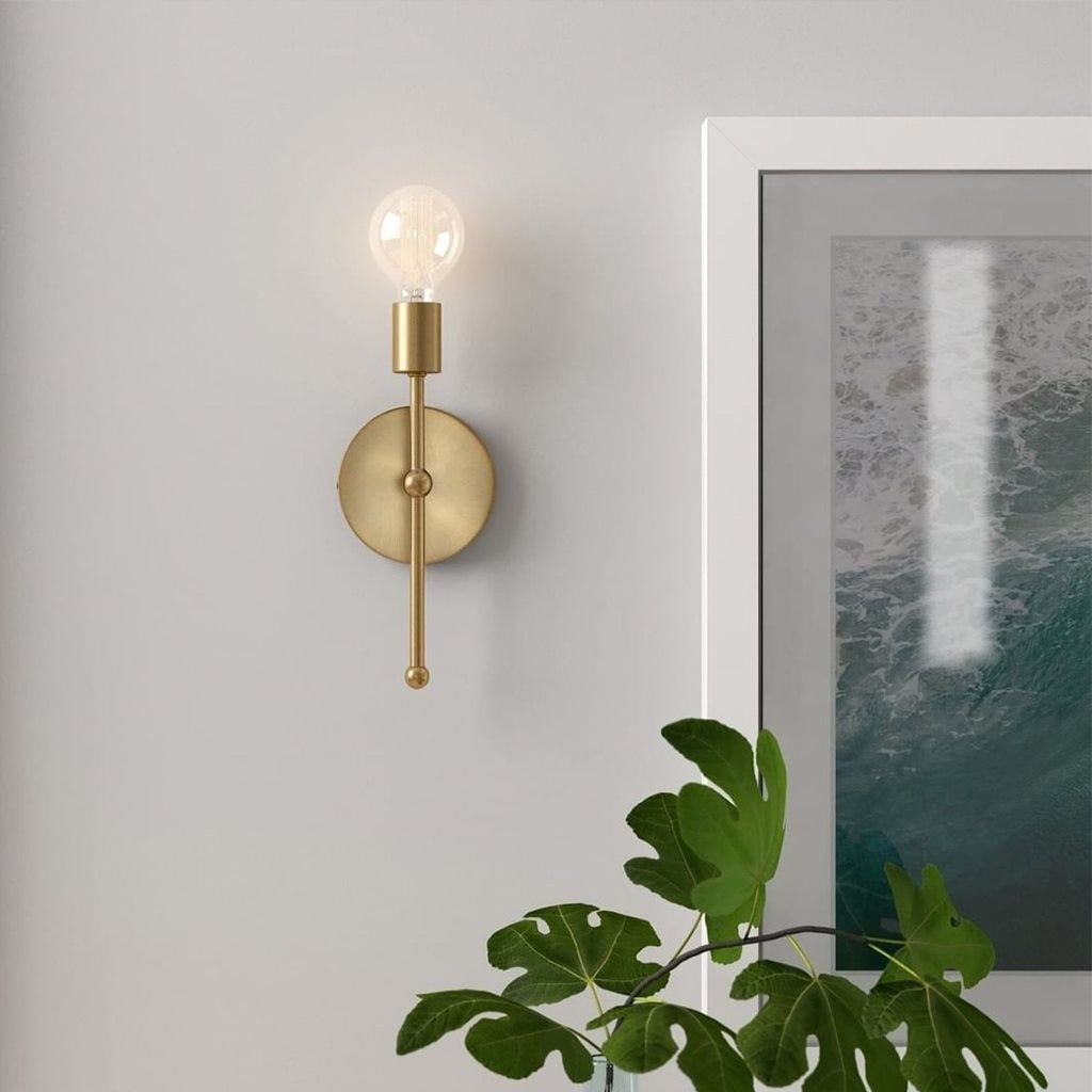 Metal Wall Light Hanging, Bulb,25×10 cm - Gold