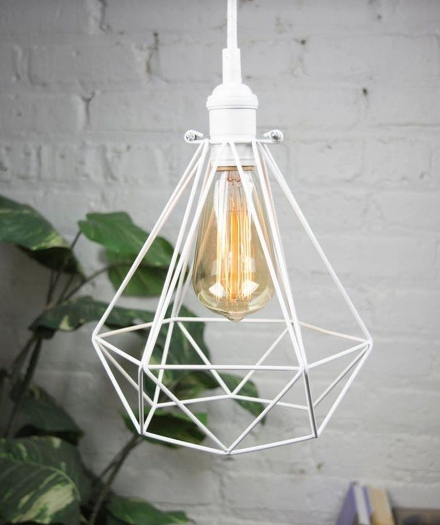 Metal Ceiling Pendant, Bulb,75×21 cm - White