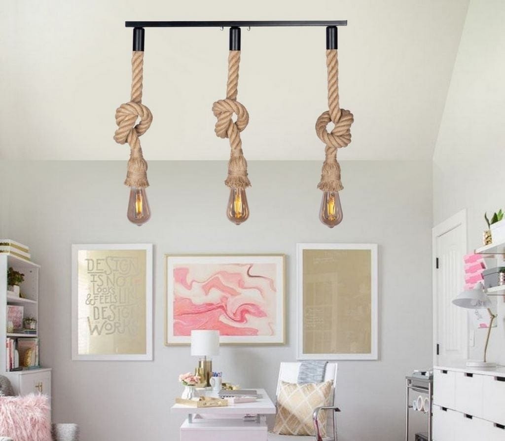 Metal Ceiling Pendant, 3 Bulbs,70×50 cm - Multicolor