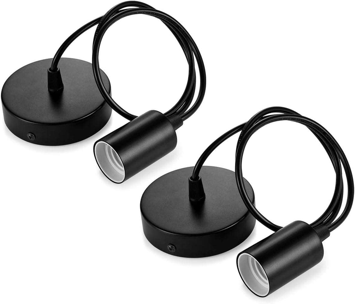 Set of 2 ceiling pendants, metal, 60x10 cm - Black