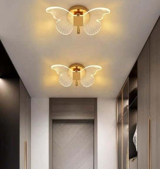 Set of 2 modern LED ceiling lamps, metal, 16x30 cm - Gold