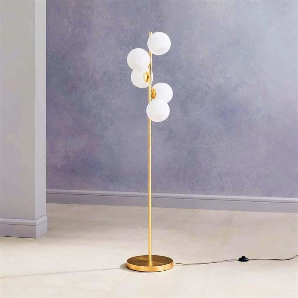 Modern floor lamp, metal, 155x33 cm - White Gold