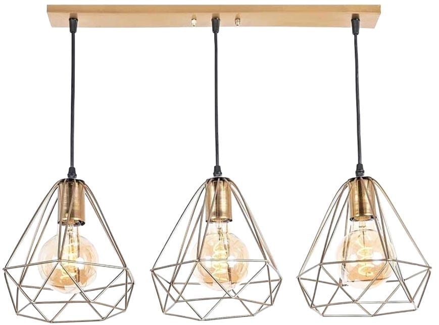 Metal Ceiling Pendant, 3 Bulbs,75×50 cm - Multicolor