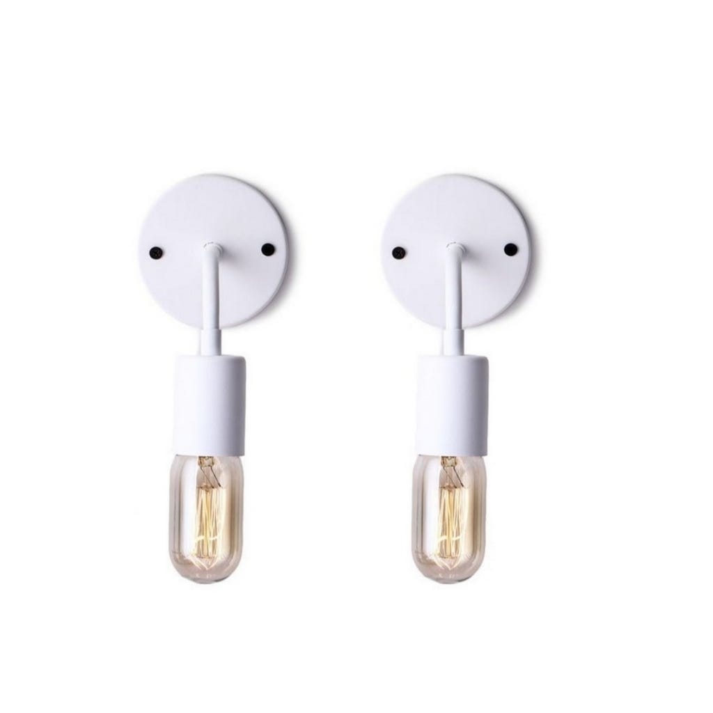 Metal Wall Light Hanging Set, 2 Pieces,15×15 cm - White