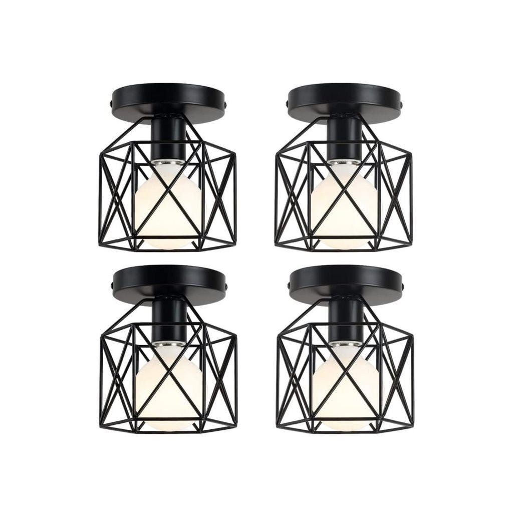 Metal Ceiling Pendant Set, 4 pieces,20×20 cm - Black