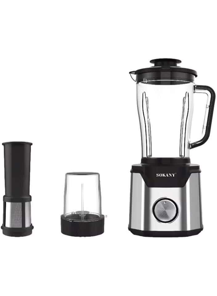Sokany SK-03072 3-in-1 Countertop Blender, 2.5L, 1000W - Black
