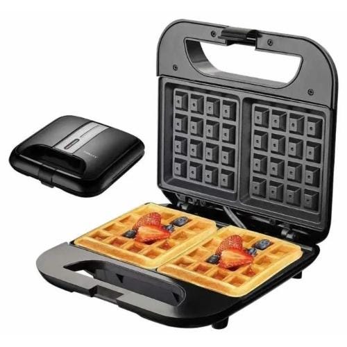 Sokany Stainless Steel Waffle Maker, 750 Watts, SK-08070 - Black