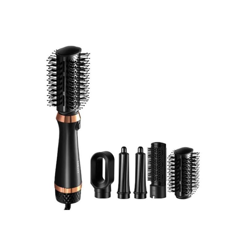 SOKANY SK-15034 5-in-1 Hot Air Brush, 1400W Hair Dryer & Styler for Drying, Straightening, Curling & Volumizing, 360° Swivel Cord, Ergonomic Handle - Black