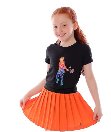 Anja Polyester Sport Skirts, For Girls - Orange