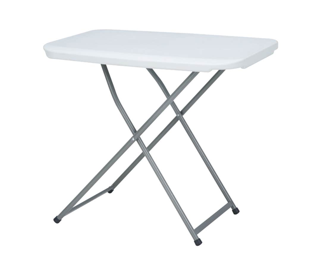 Foldable and adjustable metal table, 5 levels, 75 x 50 x 73 cm - Light Grey
