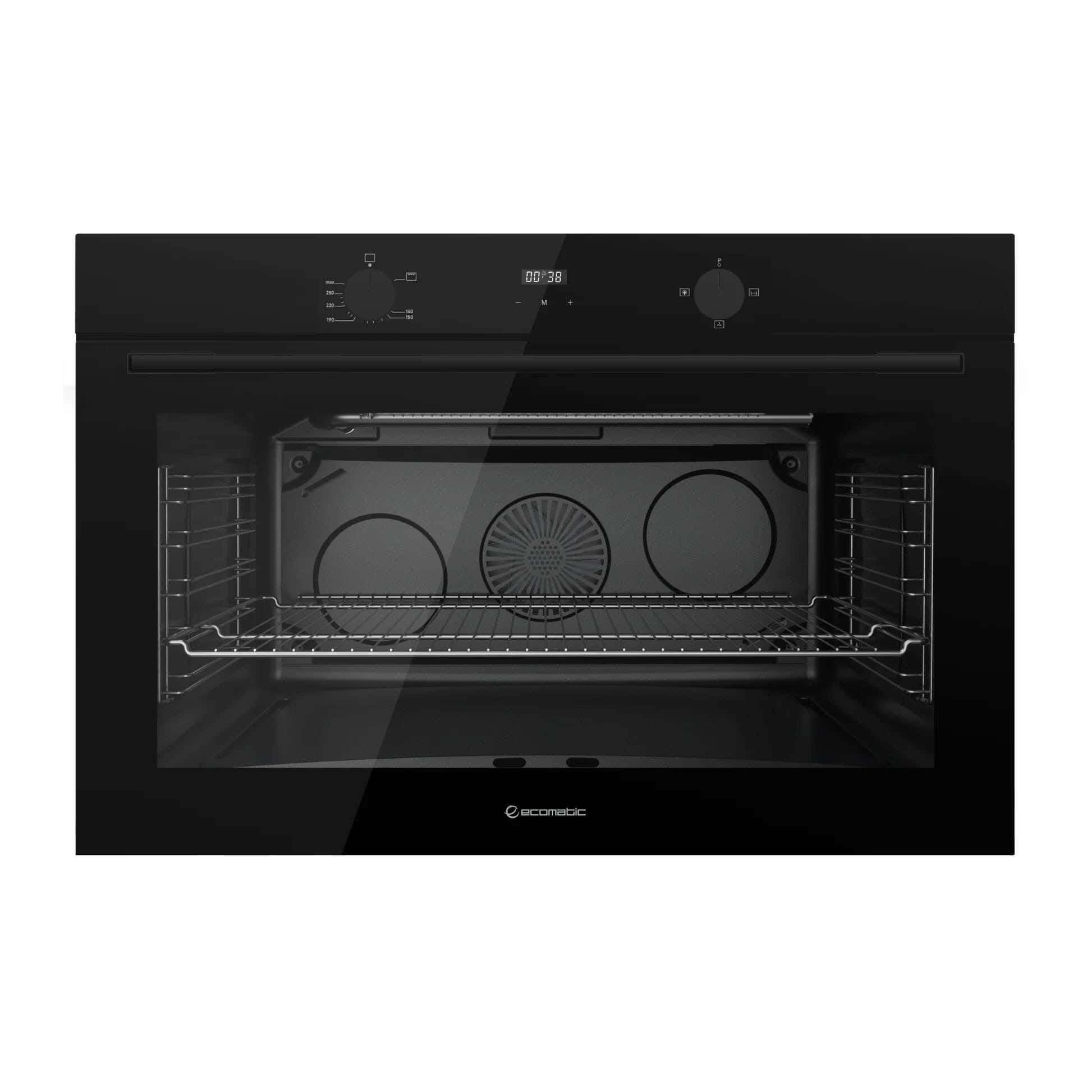 Ecomatic, XXL - G9604GTDX, Built-in Gas Oven, 90cm, Gas Grill, Crystal, Digital, Touch, Fan, 120L - Black