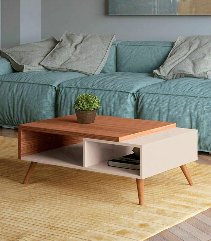 Get Mdf Wood Center Table, 100 X 50 X 45 Cm - White Beige with best ...