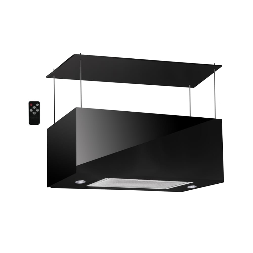 Purity Diamond Bl Island90Cm Built In Kitchen Hood, 3 Speed - Black
