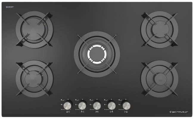 Ecomatic S947Cmc Built-In Gas Cooker, 5 Burners, 90 Cm - Black