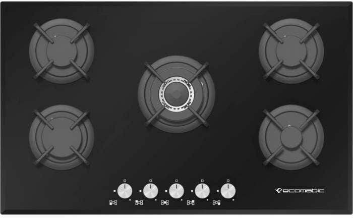 Ecomatic S907Rs Built-In Gas Cooker, 5 Burners, 90 Cm - Black