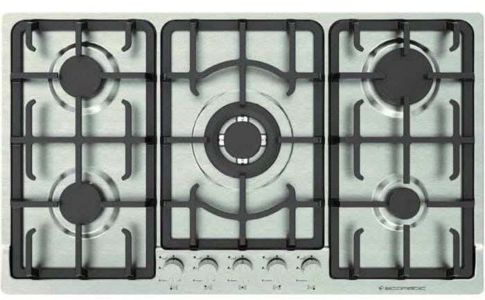 Ecomatic S933C Built-In Gas Cooker, 5 Burners, 90 Cm - Silver