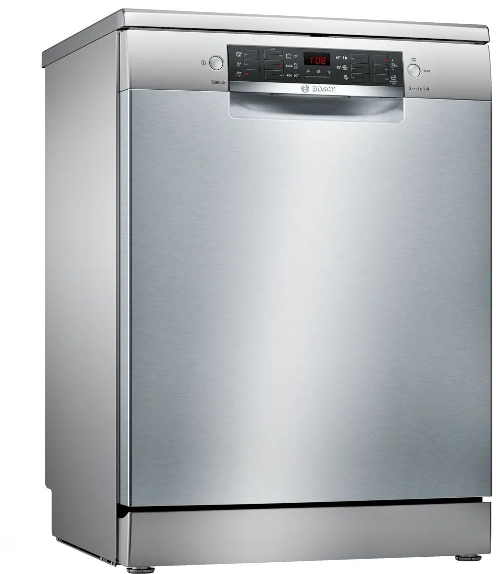 Bosch SMS46JI01V Series 4 Dishwasher, Digital Display, 6 Programs, 12 Place Settings - Silver