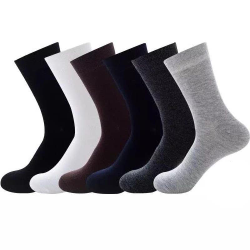 Men's Cotton Socks Set, 6 Pieces, One Size - Multicolor