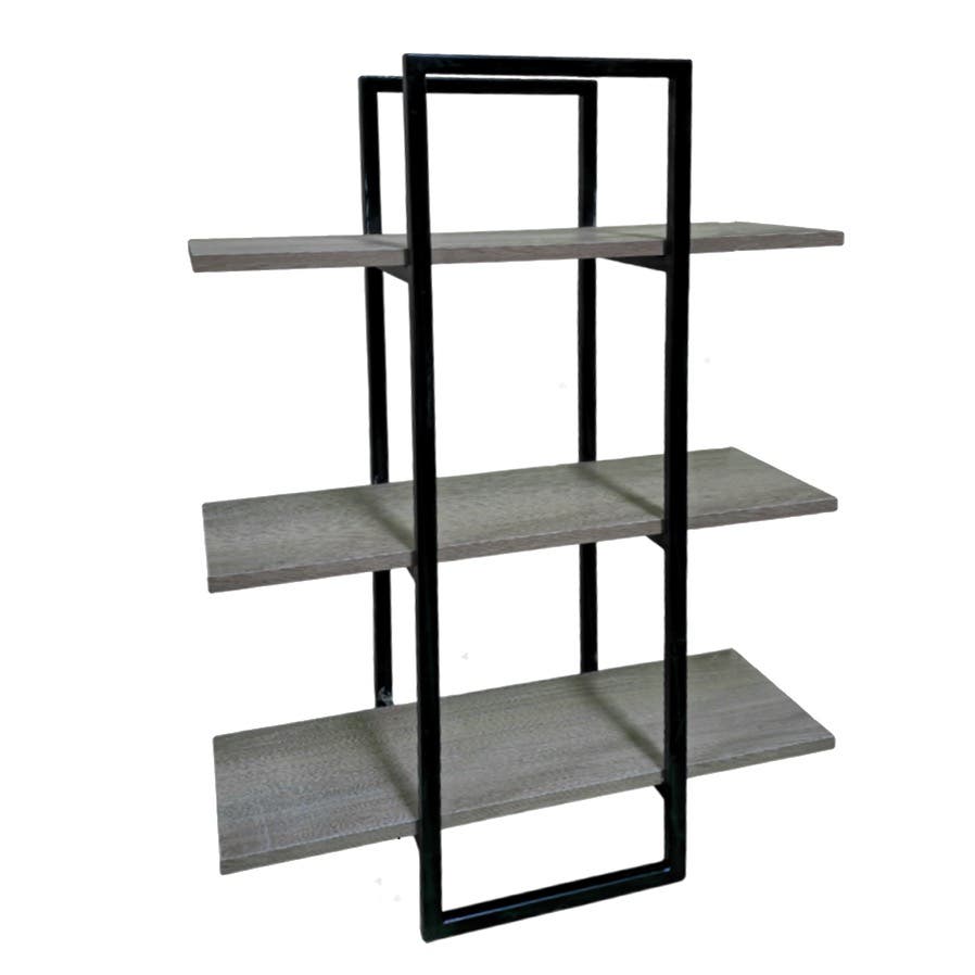 Shelf veneer plywood, iron and wood, 30 x 25 x 100 cm - black wood