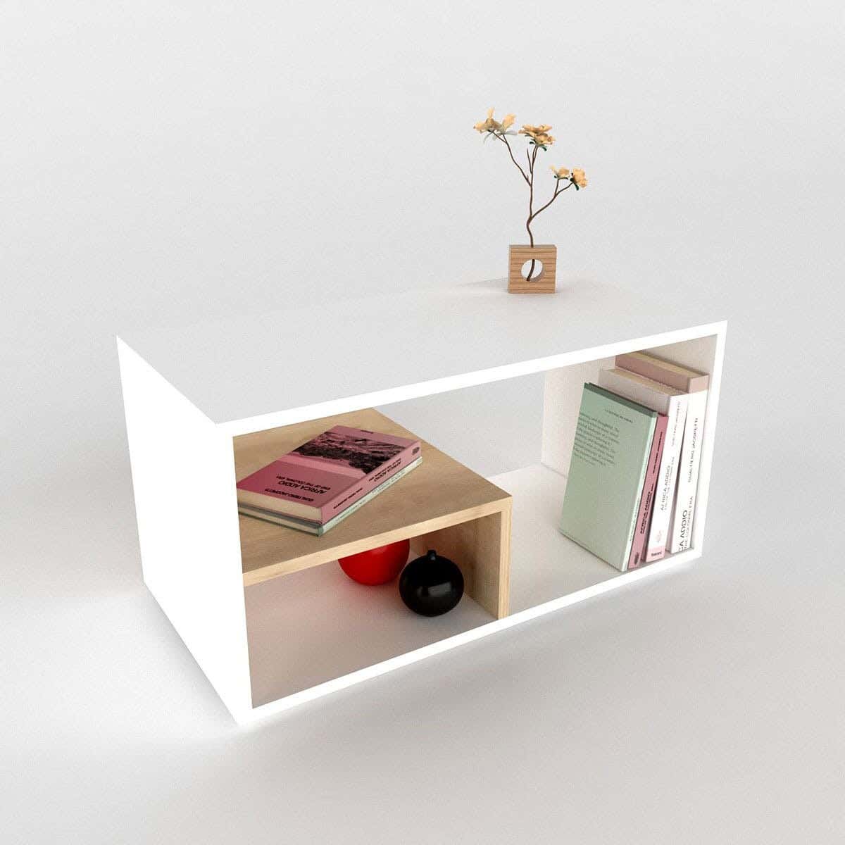 MDF Wood Center Table,40×80×40 Cm - white