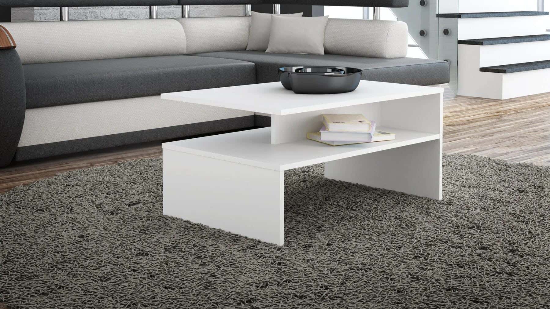 MDF Wood Center Table,40×80×40 Cm - white