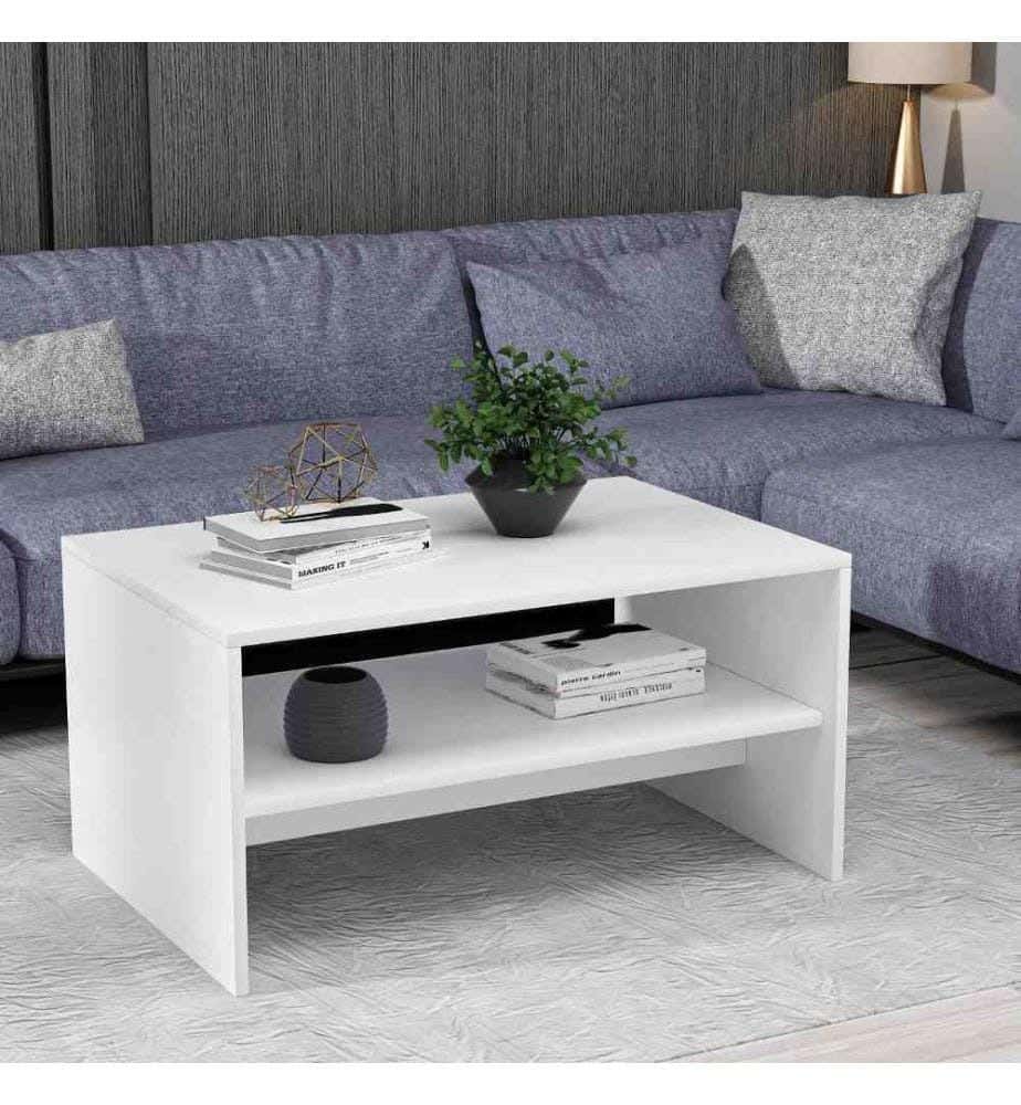MDF Wood Center Table,40×80×40 Cm - white