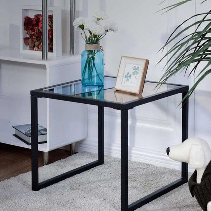 Steel Side Table , Square shape, One Piece, 55×50×50 cm - Black