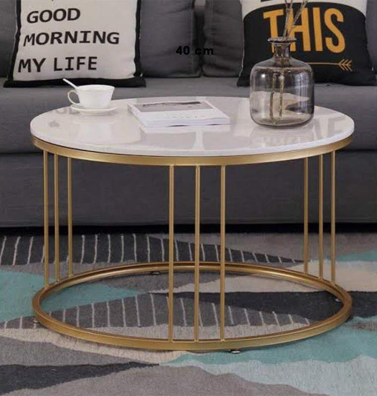 Steel Coffee Table , Round Shape, One Piece, 45×65×65 cm - Gold