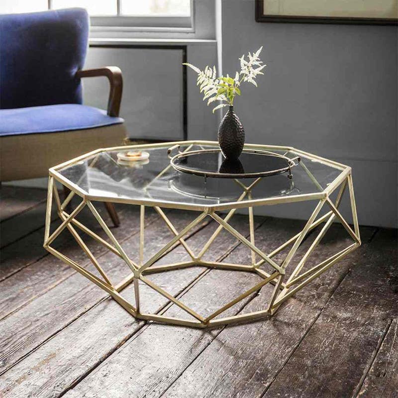 Steel Coffee Table , Round Shape, One Piece, 45×80×80 cm - Gold