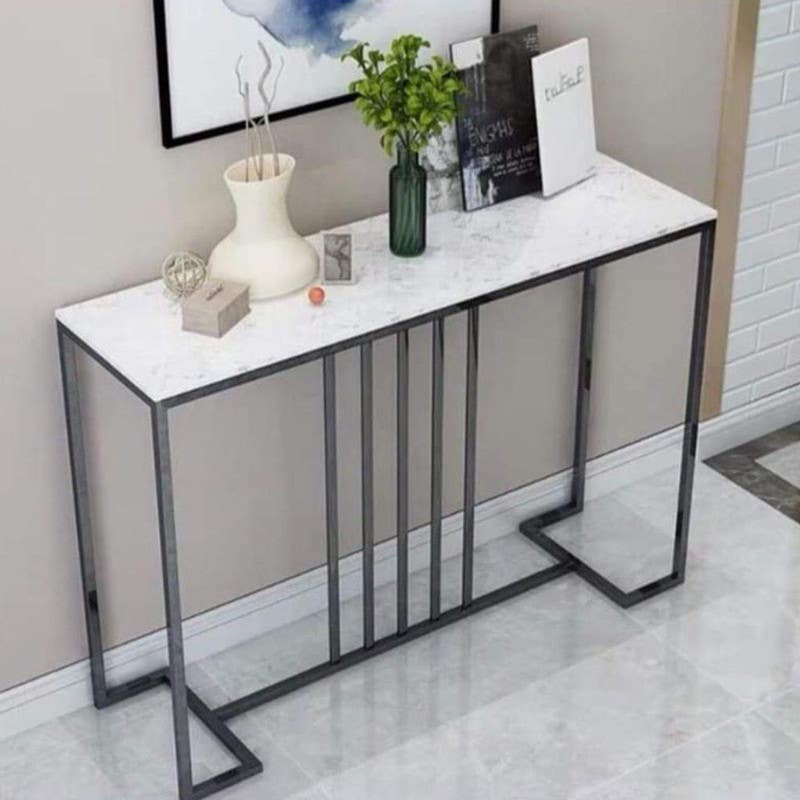 Steel Table , Rectangular Shape, One Piece, 85×110 cm - Black White