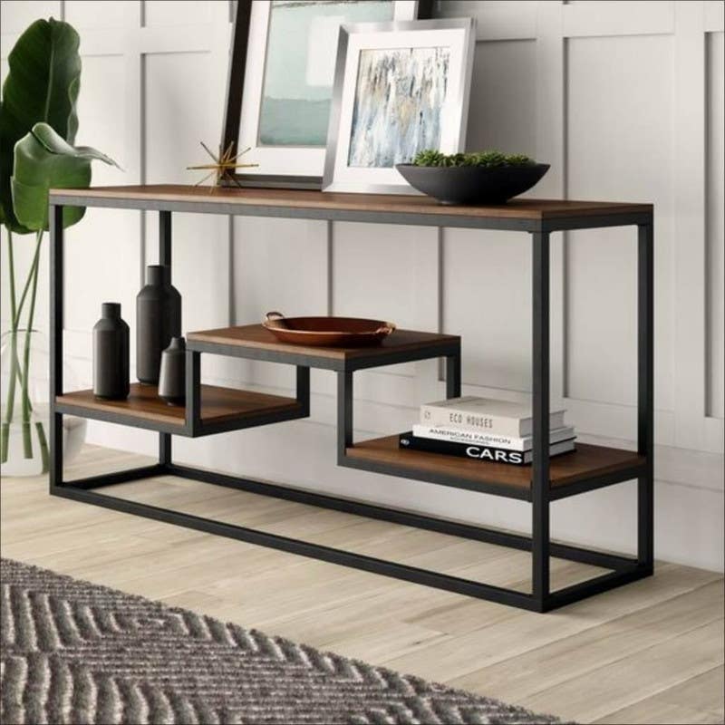 Metal Table , Rectangular Shape, One Piece, 75×30×120 cm - Black Brown