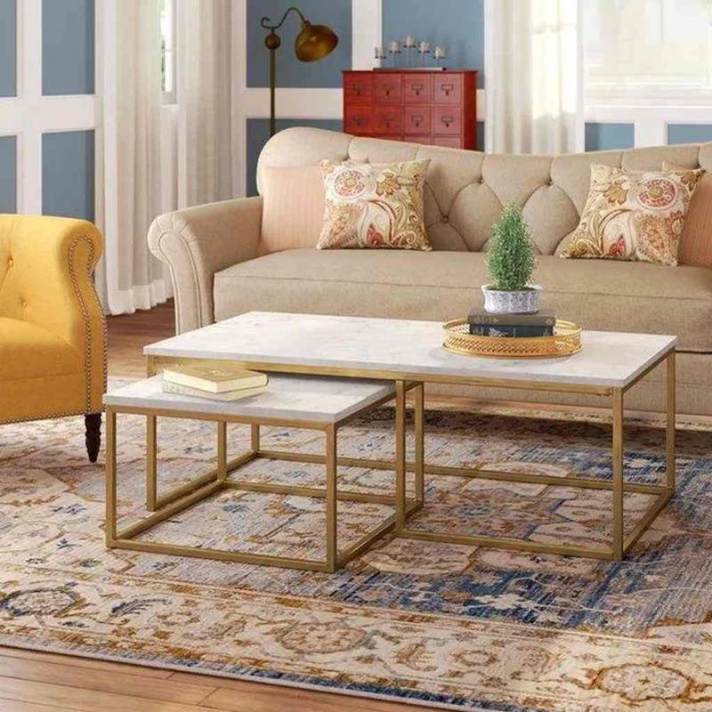 Steel Coffee Table , One Piece, Rectangular Shape - Gold