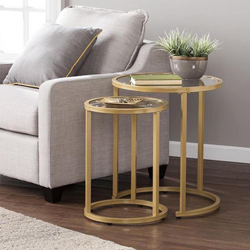 Steel Side Table , One Piece, Round Shape - Gold