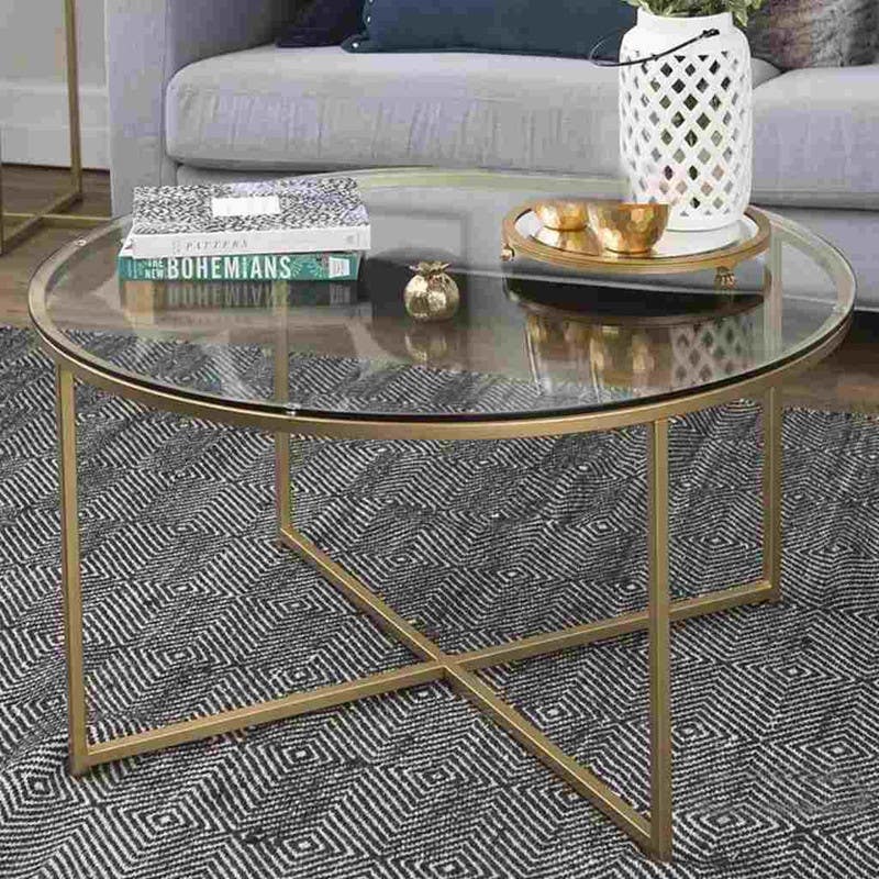 Steel Coffee Table , Round Shape, One Piece, 45×70 cm - Gold