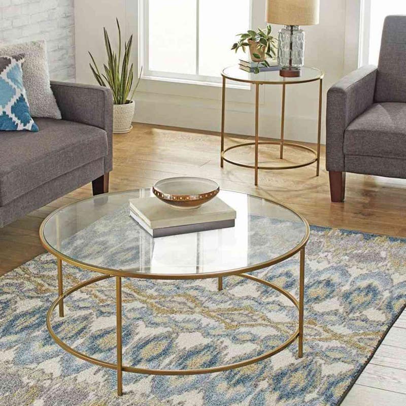 Steel Coffee Table , Round Shape, One Piece, 45×70 cm - Gold