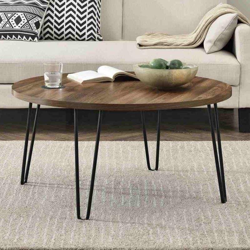 Steel Coffee Table , Round Shape, One Piece, 55×70 cm - Black Brown
