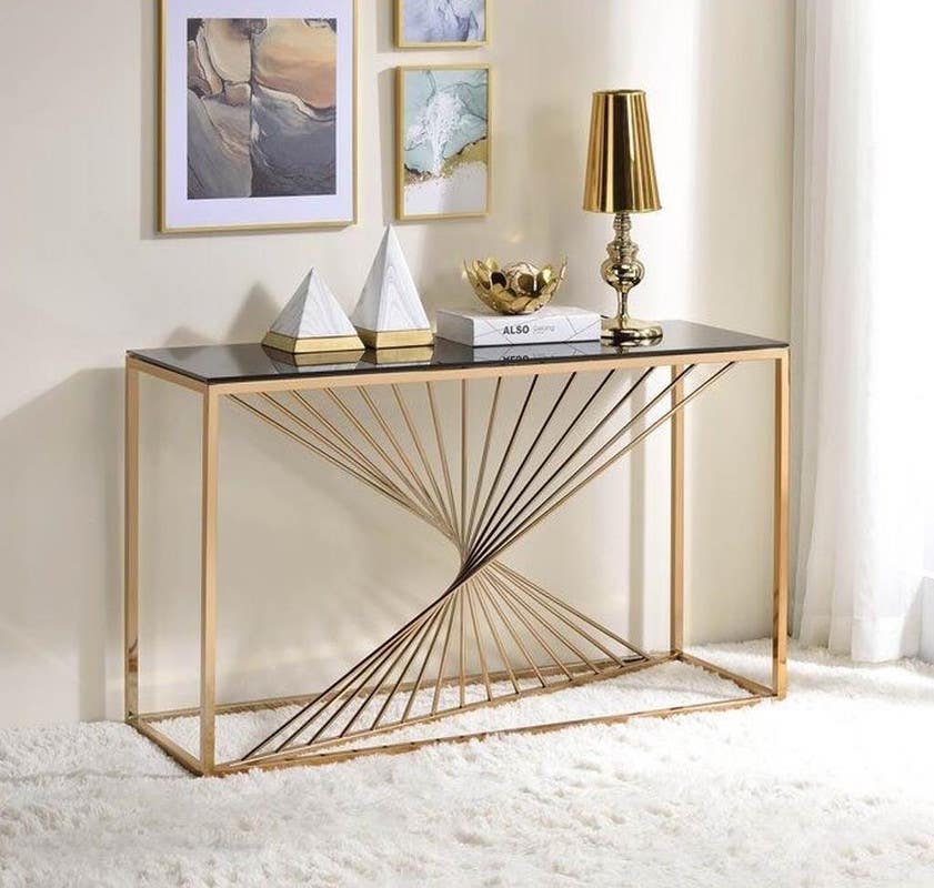 Steel Table , Rectangular Shape, One Piece, 90×35×120 cm - Black Gold