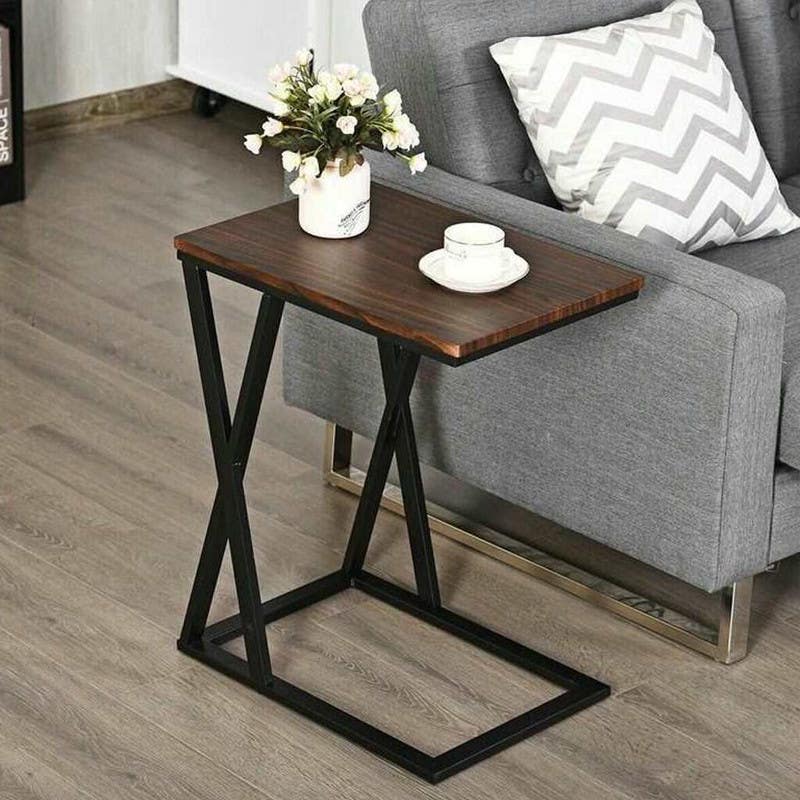 Steel Side Table , Rectangular Shape, One Piece, 60×30×50 cm - Black Brown
