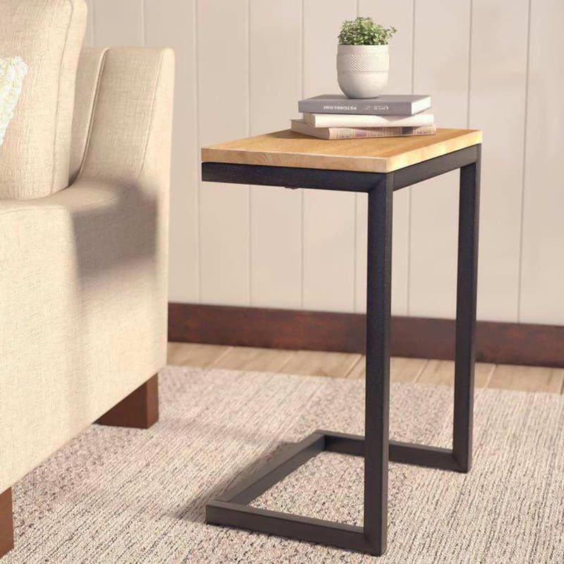 Steel Side Table , Square shape, One Piece, 60×40×40 cm - Beige Black