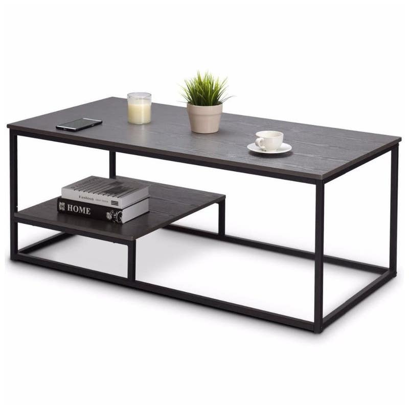 Steel Coffee Table , Rectangular Shape, One Piece, 50×60×100 cm - Black Brown