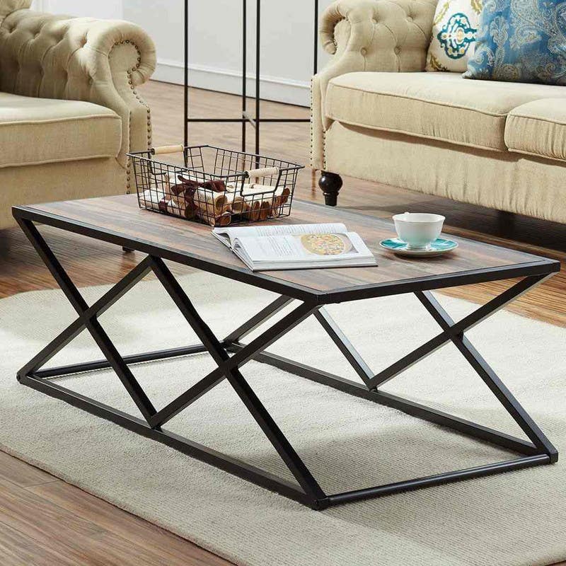 Steel Coffee Table , Rectangular Shape, One Piece, 50×60×100 cm - Black Brown