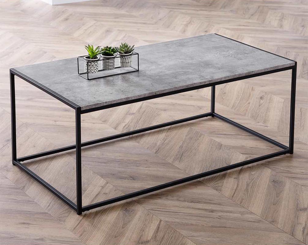 Steel Coffee Table , Rectangular Shape, One Piece, 45×60×100 cm - Grey Black