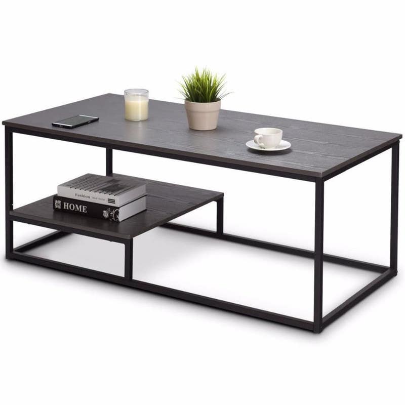 Steel Coffee Table , Rectangular Shape, One Piece, 50×60×100 cm - Grey Black