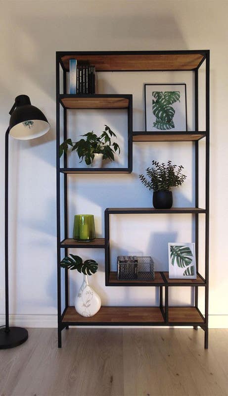 Stainless Steel Cube Shelves, Rectangular Shape, One Piece, 200×40×100 cm - Black Brown