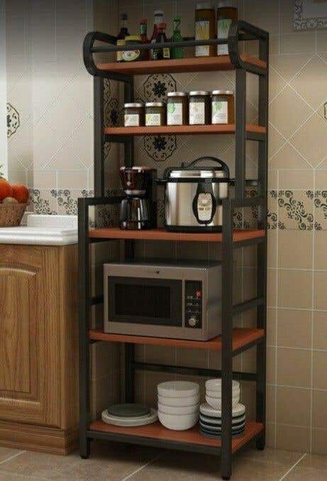 Kitchen Stand, Metal, 70×160×45 Cm - Black Brown - St379