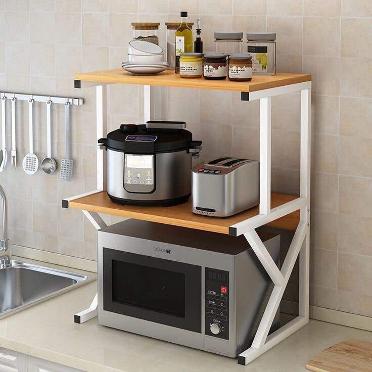 Kitchen Stand, Metal, 100×70×60 Cm - Beige White