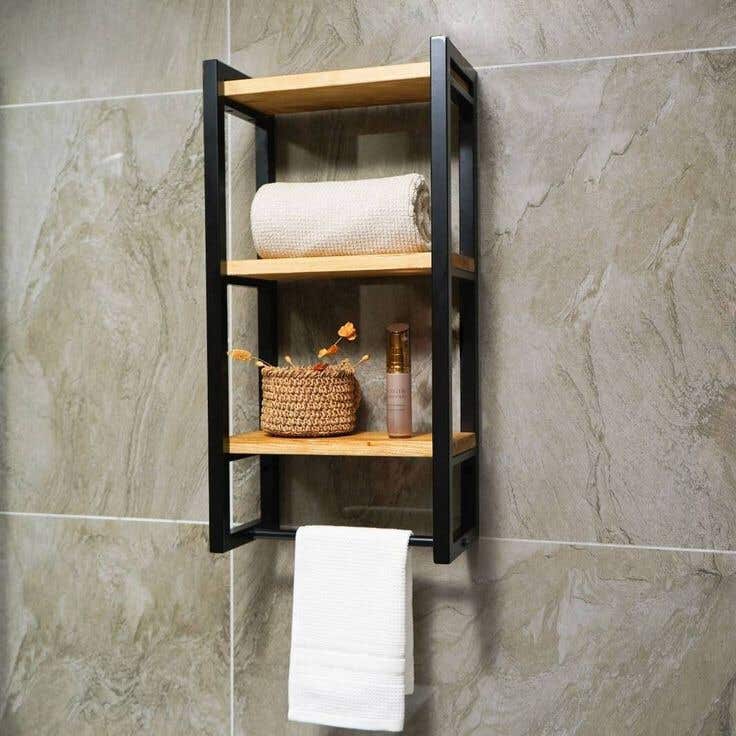 Metal hanging towel rack, 40×80×40 cm - Black Beige